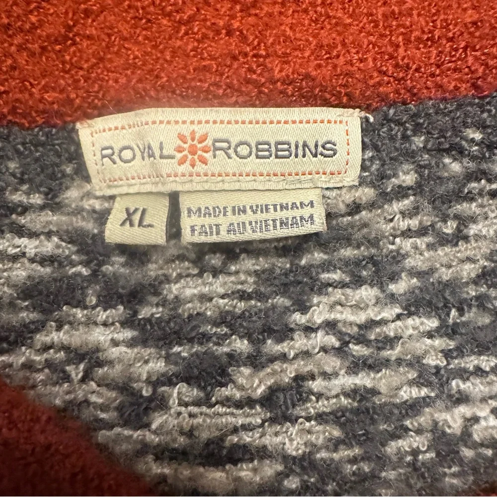 Royal Robbins Rust fairlisle Grandmacore Cardigan Sweater Chunky Cozy Cabincore - Picture 2 of 5